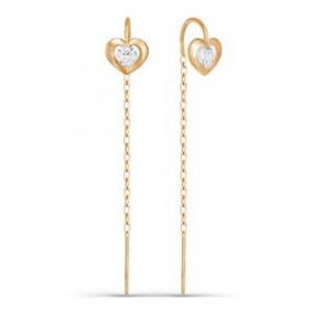 Золотые серьги КЮЗ Del'ta D140098 с фианитом D140098 фото