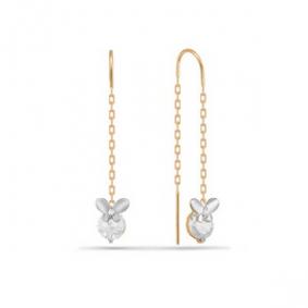 Золотые серьги КЮЗ Del'ta D140104 с фианитом D140104 фото