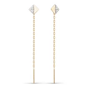 Золотые серьги КЮЗ Del'ta D140108 с фианитом D140108 фото