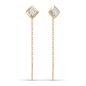 Золотые серьги КЮЗ Del'ta D140109 с фианитом D140109 фото