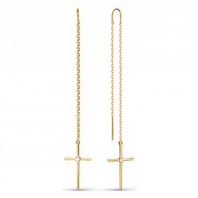 Золотые серьги-кресты КЮЗ Del'ta с фианитом D140129 D140129 фото