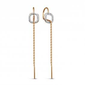 Золотые серьги КЮЗ Del'ta D140141 с фианитом D140141 фото