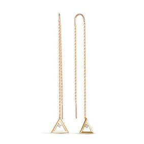 Золотые серьги КЮЗ Del'ta D140157 с фианитом D140157 фото