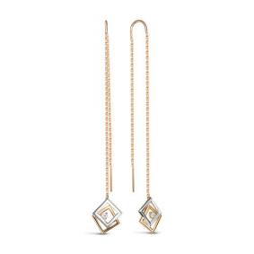 Золотые серьги КЮЗ Del'ta D140158 с фианитом D140158 фото