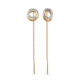 Золотые серьги КЮЗ Del'ta D140289 с фианитом D140289 фото