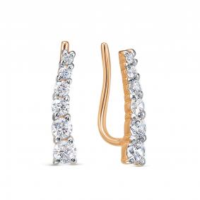 Золотые серьги КЮЗ Del'ta D141035 с фианитом D141035 фото