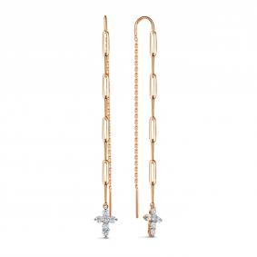 Золотые серьги-кресты КЮЗ Del'ta с фианитом D1414143 D1414143 фото