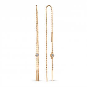 Золотые серьги КЮЗ Del'ta D1415418 с фианитом D1415418 фото