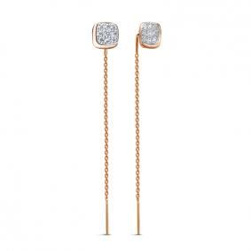 Золотые серьги КЮЗ Del'ta D1415827 с фианитом D1415827 фото