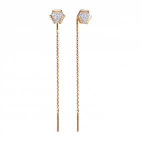 Золотые серьги КЮЗ Del'ta D1417431 с фианитом D1417431 фото