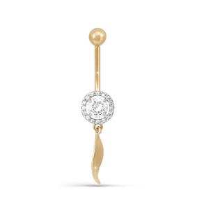Золотой пирсинг в пупок КЮЗ Del'ta с фианитом D190081 D190081 фото