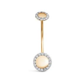 Золотой пирсинг в пупок КЮЗ Del'ta с фианитом D190118 D190118 фото