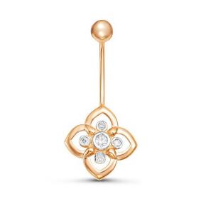 Золотой пирсинг в пупок КЮЗ Del'ta с фианитом D190132 D190132 фото