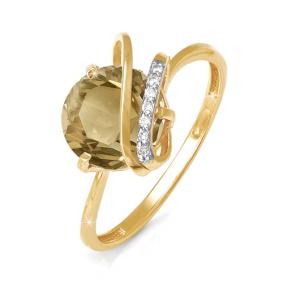 Золотое кольцо КЮЗ Del'ta D310130 с фианитом и раухтопазом D310130 фото