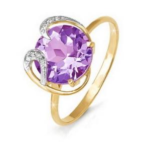 Золотое кольцо КЮЗ Del'ta D310146 с фианитом и аметистом D310146 фото