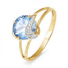 Золотое кольцо КЮЗ Del'ta D310148 с топазом и фианитом D310148 фото