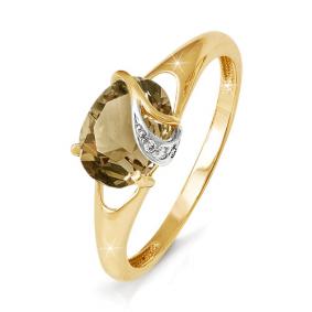 Золотое кольцо КЮЗ Del'ta D310157 с топазом, фианитом и раухтопазом D310157 фото