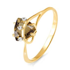 Золотое кольцо КЮЗ Del'ta D310175 с фианитом и раухтопазом D310175 фото