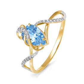 Золотое кольцо КЮЗ Del'ta D310192 с топазом и фианитом D310192 фото