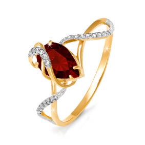 Золотое кольцо КЮЗ Del'ta D310193 с фианитом и гранатом D310193 фото