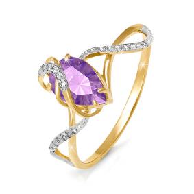 Золотое кольцо КЮЗ Del'ta D310194 с фианитом и аметистом D310194 фото