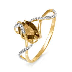 Золотое кольцо КЮЗ Del'ta D310195 с фианитом и раухтопазом D310195 фото