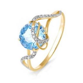 Золотое кольцо КЮЗ Del'ta D310196 с топазом и фианитом D310196 фото