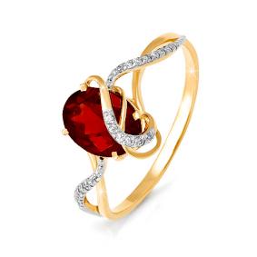 Золотое кольцо КЮЗ Del'ta D310201 с фианитом и гранатом D310201 фото