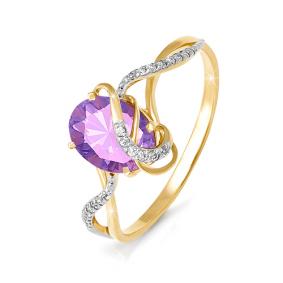 Золотое кольцо КЮЗ Del'ta D310202 с фианитом и аметистом D310202 фото