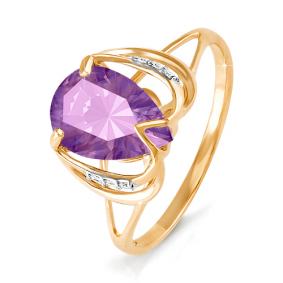 Золотое кольцо КЮЗ Del'ta D310226 с фианитом и аметистом D310226 фото