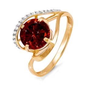 Золотое кольцо КЮЗ Del'ta D310230 с фианитом и гранатом D310230 фото