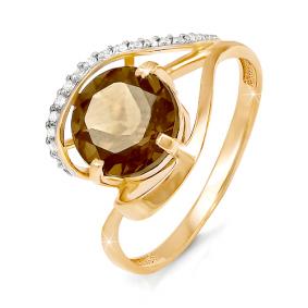 Золотое кольцо КЮЗ Del'ta D310232 с фианитом и раухтопазом D310232 фото