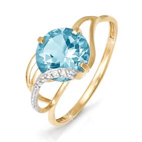 Золотое кольцо КЮЗ Del'ta D310249 с топазом и фианитом D310249 фото