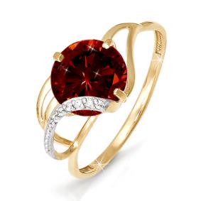 Золотое кольцо КЮЗ Del'ta D310250 с фианитом и гранатом D310250 фото