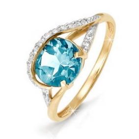 Золотое кольцо КЮЗ Del'ta D310253 с топазом и фианитом D310253 фото