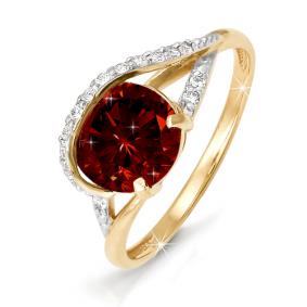 Золотое кольцо КЮЗ Del'ta D310254 с фианитом и гранатом D310254 фото