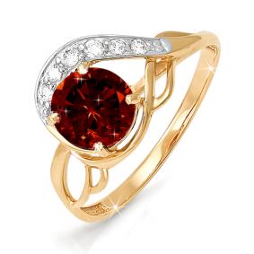 Золотое кольцо КЮЗ Del'ta D310262 с фианитом и гранатом D310262 фото