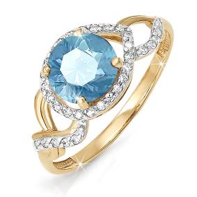 Золотое кольцо КЮЗ Del'ta D310265 с фианитом и топазом Swarovski D310265 фото