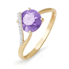 Золотое кольцо КЮЗ Del'ta D310319 с фианитом и аметистом D310319 фото