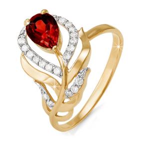 Золотое кольцо КЮЗ Del'ta D310334 с фианитом и гранатом D310334 фото