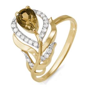 Золотое кольцо КЮЗ Del'ta D310336 с фианитом и раухтопазом D310336 фото