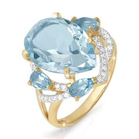 Золотое кольцо КЮЗ Del'ta D310377 с топазом и фианитом D310377 фото