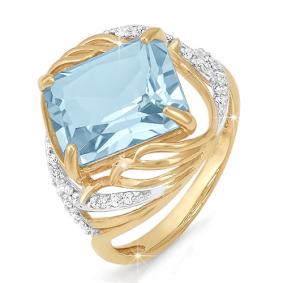 Золотое кольцо КЮЗ Del'ta D310397 с топазом и фианитом D310397 фото