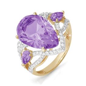 Золотое кольцо КЮЗ Del'ta D310403 с фианитом и аметистом D310403 фото