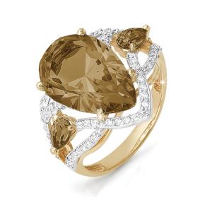 Золотое кольцо КЮЗ Del'ta D310404 с фианитом и раухтопазом D310404 фото