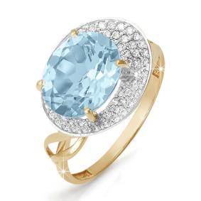 Золотое кольцо КЮЗ Del'ta D310425 с топазом и фианитом D310425 фото