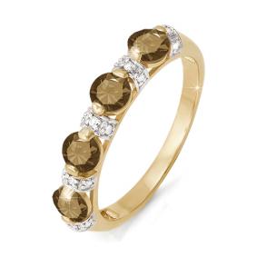 Золотое кольцо КЮЗ Del'ta D310456 с фианитом и раухтопазом D310456 фото