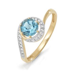 Золотое кольцо КЮЗ Del'ta D310461 с топазом и фианитом D310461 фото