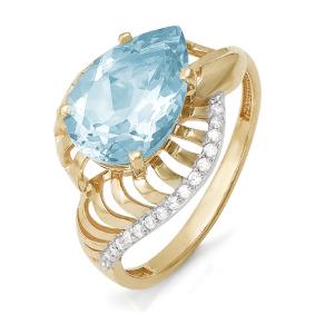 Золотое кольцо КЮЗ Del'ta D310469 с топазом и фианитом D310469 фото