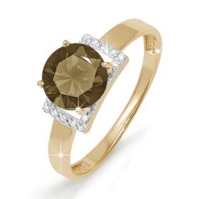 Золотое кольцо КЮЗ Del'ta D310501 с фианитом и раухтопазом D310501 фото